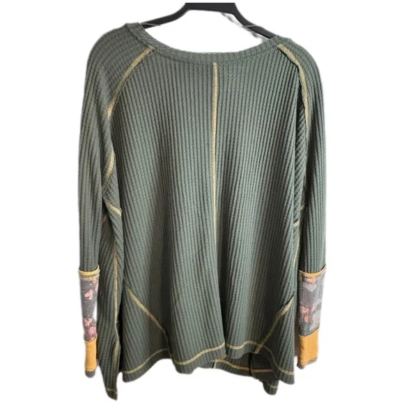Free People We The Free Lovin Leopard Green Thermal Waffle Womens Sz S Tunic Top - Picture 5 of 7